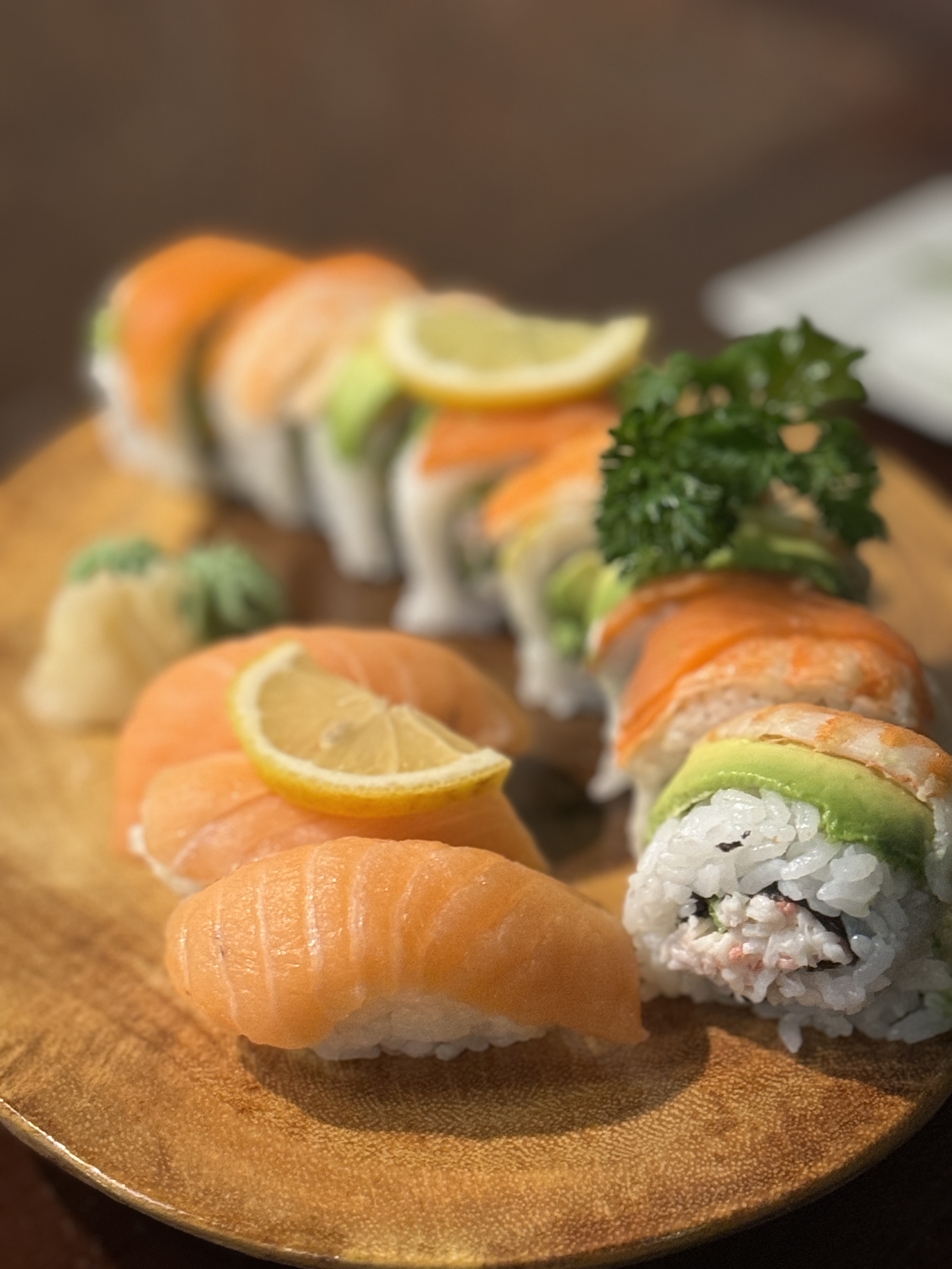 Salmon nigiri close-up
